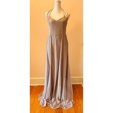 NWT Show Me Your MuMu Bridesmaid Maxi Dress Large Gray Grey Halter Backless Tie