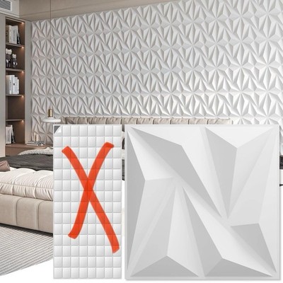 Art3d Matt PVC 3D Wandpaneele Verkleidung Weiß Rauten Design (39 Stück) 30x30cm