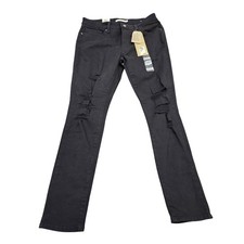 Levis 711 Skinny Jeans Womens 30 Black Dark Wash Mid Rise Distressed Denim