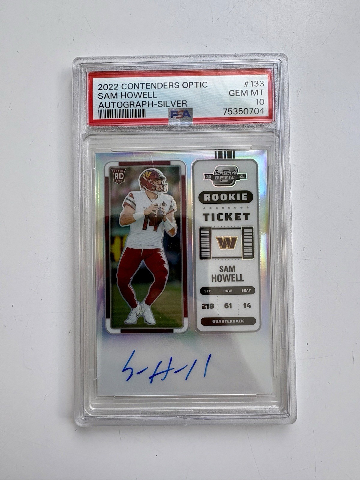 2022 Contenders Optic SAM HOWELL Rookie Ticket Silver Holo Auto RC#133 PSA 10