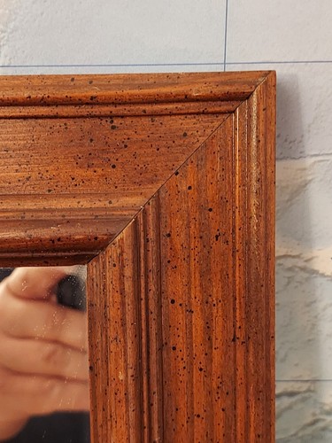 Vintage Walnut Stained Accent Wall Mirror 19.5"x 10.5" - Vertical or Horizontal - Picture 7 of 11
