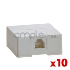 1 Port, White Keystone Surface Mount Box Lot of 10