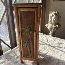 Palm Tree Bamboo Wicker Cabinet