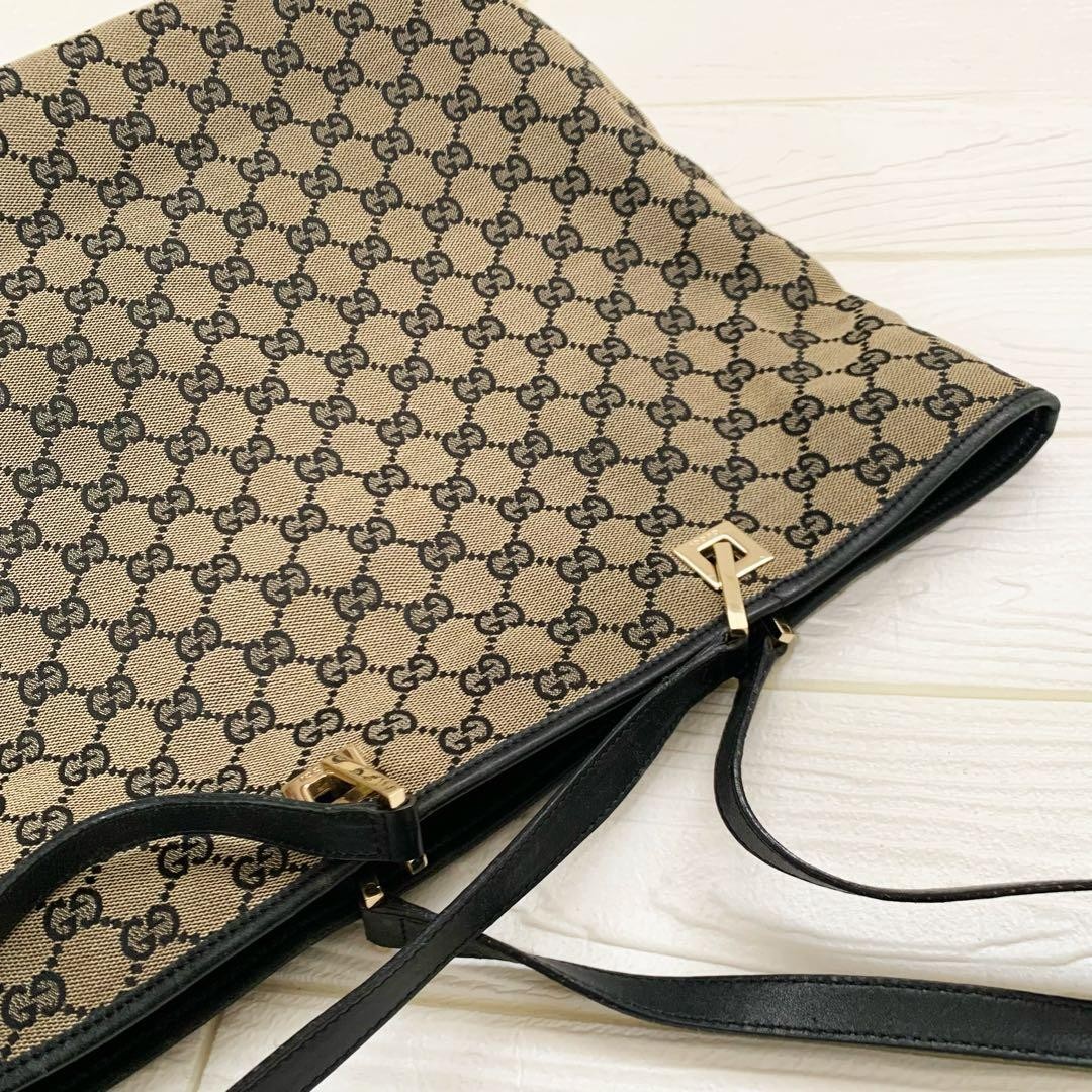 GUCCI GG Canvas Tote Bag Beige Large Capacity A4 Office Commuting Authentic thumbnail 12