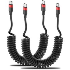 Coiled USB C to USB C Cable, 2 Pack 3FT USB C Charger Cord for Car, USBC to USBC