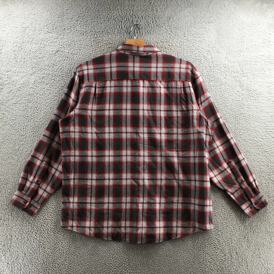 Red Head Shirt Mens 2XL Gray Red Plaid Button Down Long Sleeve Casual Polyester - Image 2 of 4