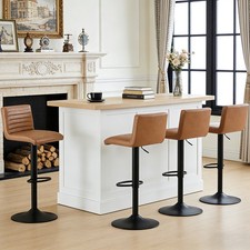 Set of 1/2/4 Suede Bar Stools Breakfast Chairs Barstools Adjustable