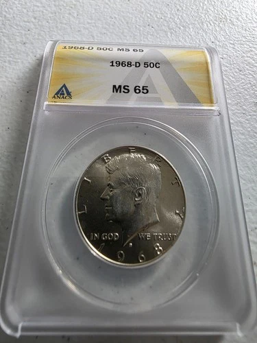 1968-D KENNEDY HALF DOLLAR - MS65 - ANACS GRADED COIN