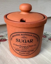 Henry Watson The Original Suffolk England Terracotta Sugar & Lid 3 5/8" x 4 3/8"