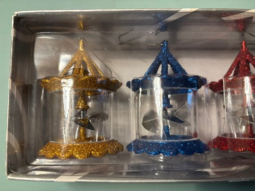 Dept 56 Zestaw 4 kół zębatych Spinner Ornamenty Mrugacz Brokat Nowy w pudełku - Zdjęcie 2 z 8