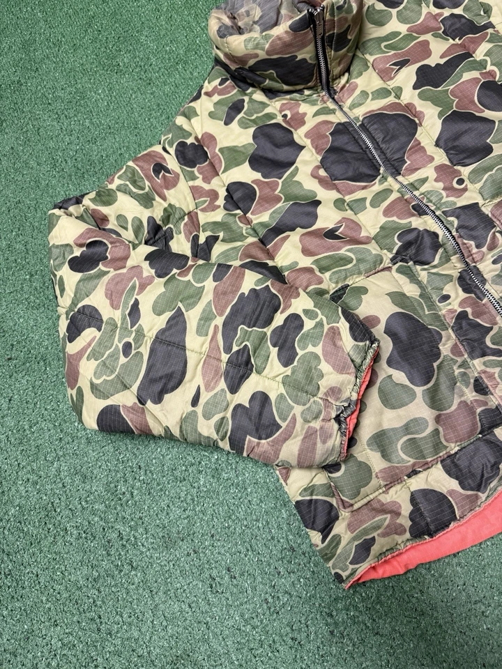 Vintage Reversible Camo Puffer Coat Jacket Large Orange Full Zip Hunting MARKED - Image 3 of 4