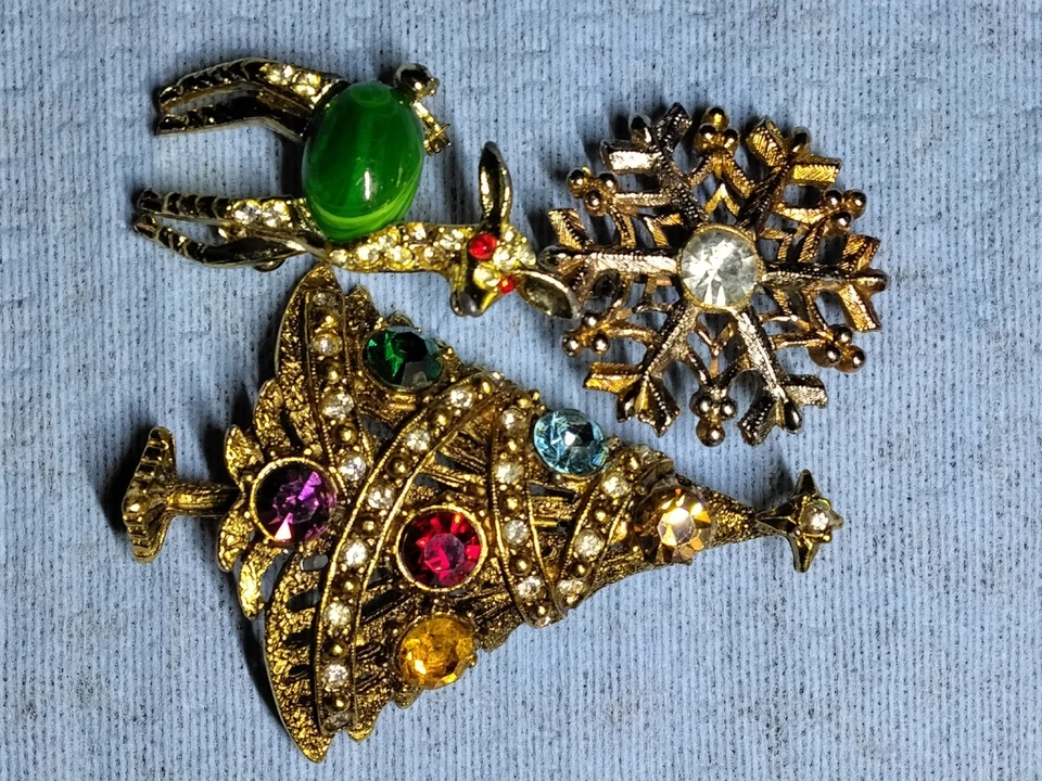 Винтажные и все еще красивые рождественские праздничные броши и булавки лот из 3 - Изображение 2 из 4