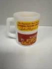 Vtg Federal Coffee Mug Advertisement Bergman Meat Packing Company Milk Glass