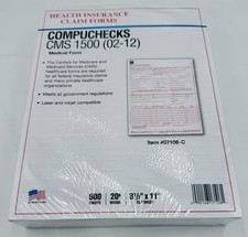 NEW CMS 1500 HCFA Health Insurance Claim Forms Version 02/12 - 500 Forms