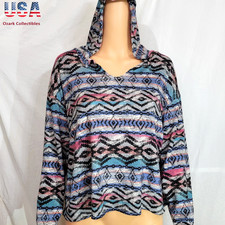 Vintage Exclusive One Hoodie Women's L Crop Aztec Soft Long Sleeve Southwest