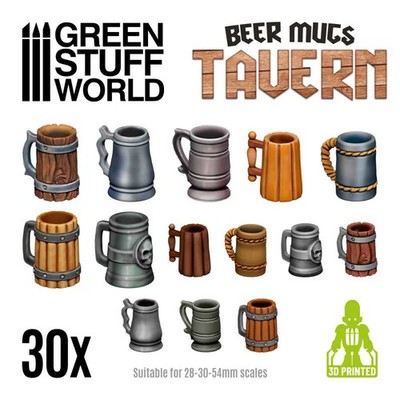 Green Stuff World Bierkrüge Taverne (30) Resin Gelände models Becher Beer Mugs