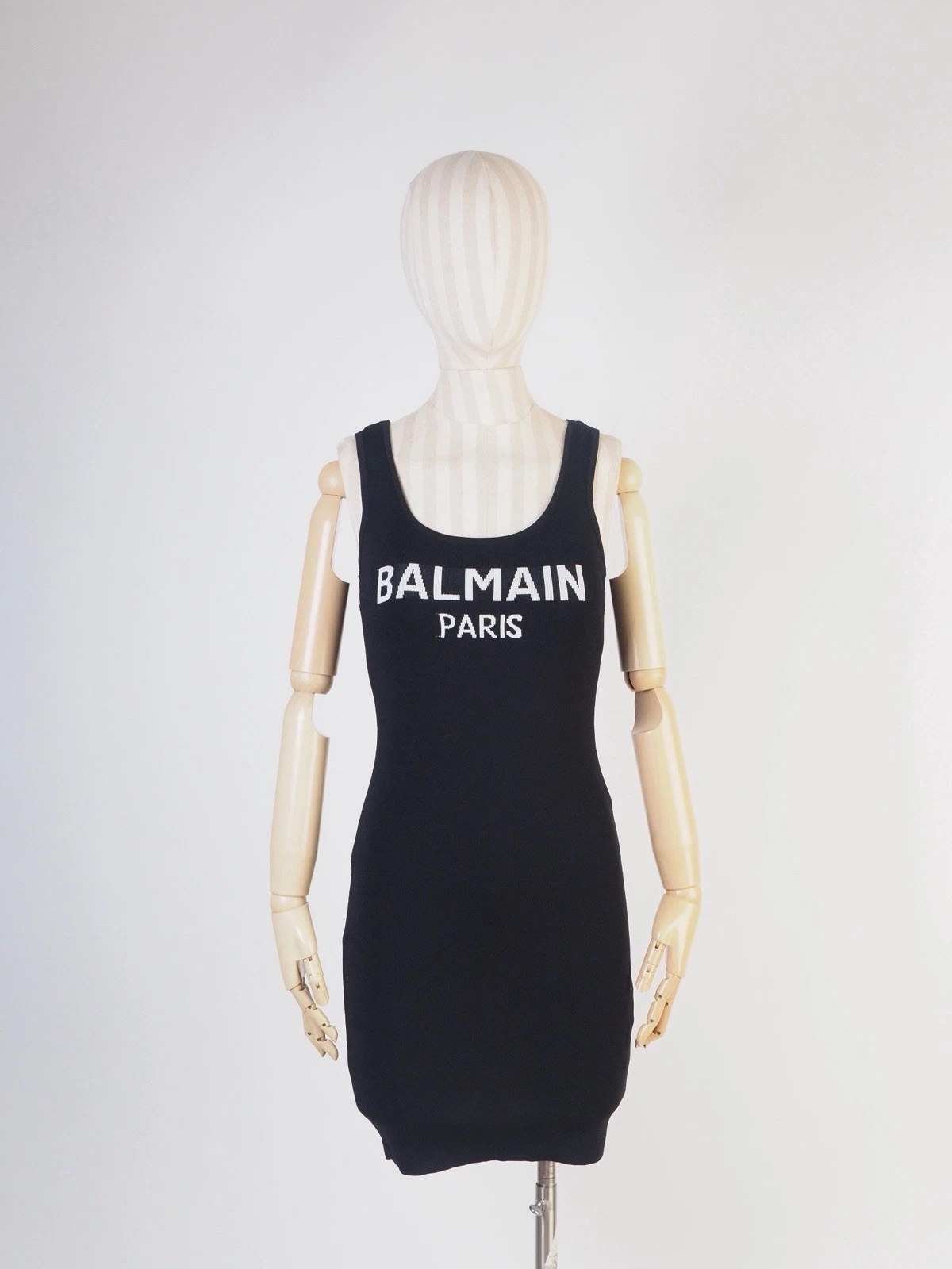 Balmain — Balmain Big Logo Tank Top Dress Black Size S Womens