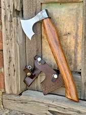 Hand Forged Viking Bearded Axe | Bushcraft Camping Hatchet with Sheath, Best axe