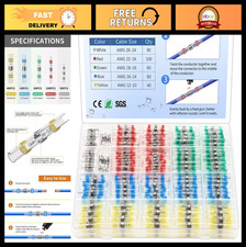 350 Pcs Solder Seal Wire Connectors Heat Shrink Butt Connectors Kit Marine Water