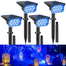 4-Pack Blue Solar Spot Lights - 20 LEDs, IP65 Waterproof for Garden & Pathway