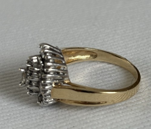 IGRB 14k Yellow Gold Natural Diamond Cluster Ring Size 7.5 - Picture 5 of 8