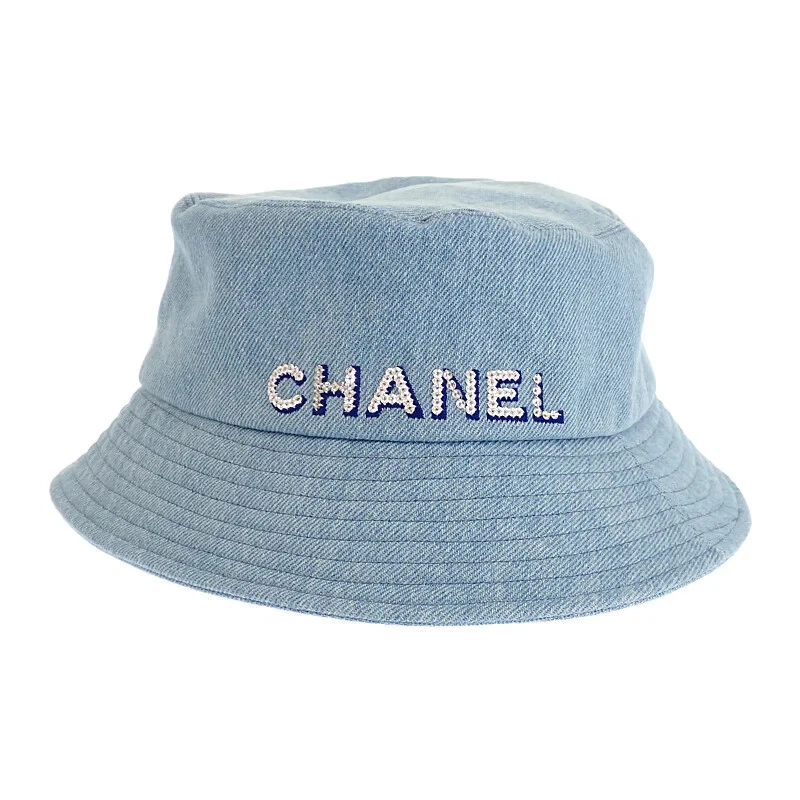CHANEL Logo Bucket Hat Denim Blue Unisex ISY | eBay