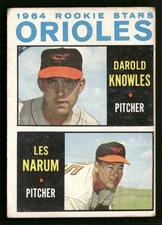 1964 Topps Baseball Card #418 Rookie Stars Baltimore Orioles Darold Knowles. rookie card picture