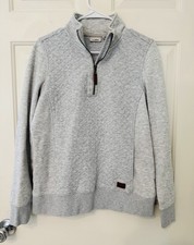 LL Bean Quilted Quarter Zip Pullover Women's Small Gray 1/4 zip Sweatshirt
