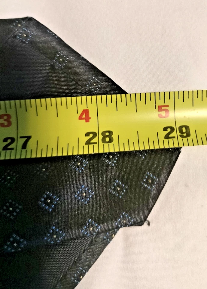 Corbata de Colección Angelo Litrico 100% Seda Azul Marino Patrón Geométrico - 58"L x 3.5"W Foto 4 de 4