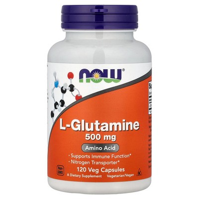 Now Foods L-Glutamine 500 mg 120 Veg Capsules GMP Quality Assured, Vegan,