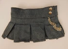 Build A Bear ~ Blue Denim Pleated Skirt w/Snaps & Chain * See Snap Photos