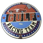 Vintage Gulf Gasoline Sign - Racing Automobile Porcelain Gas Pump Sign