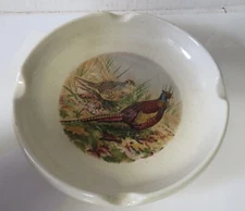 MCM Holland Mold Large White Speckled Pheasant Ceramic Pottery Ashtray 8"