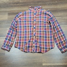 Vintage Sears Perma Smooth Womens Ladies Plaid Ruffle Button Up Shirt 70s M Med