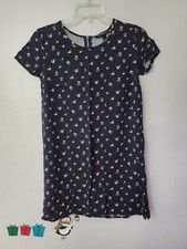 Forever 21 Black Short Sleeve Floral Shirt Dress Size Small