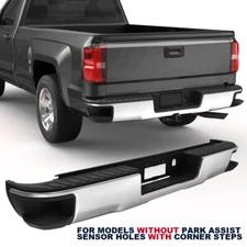 Chrome Rear Bumper For 2014-2018 Chevrolet Silverado GMC Sierra 1500 w/o Sensor