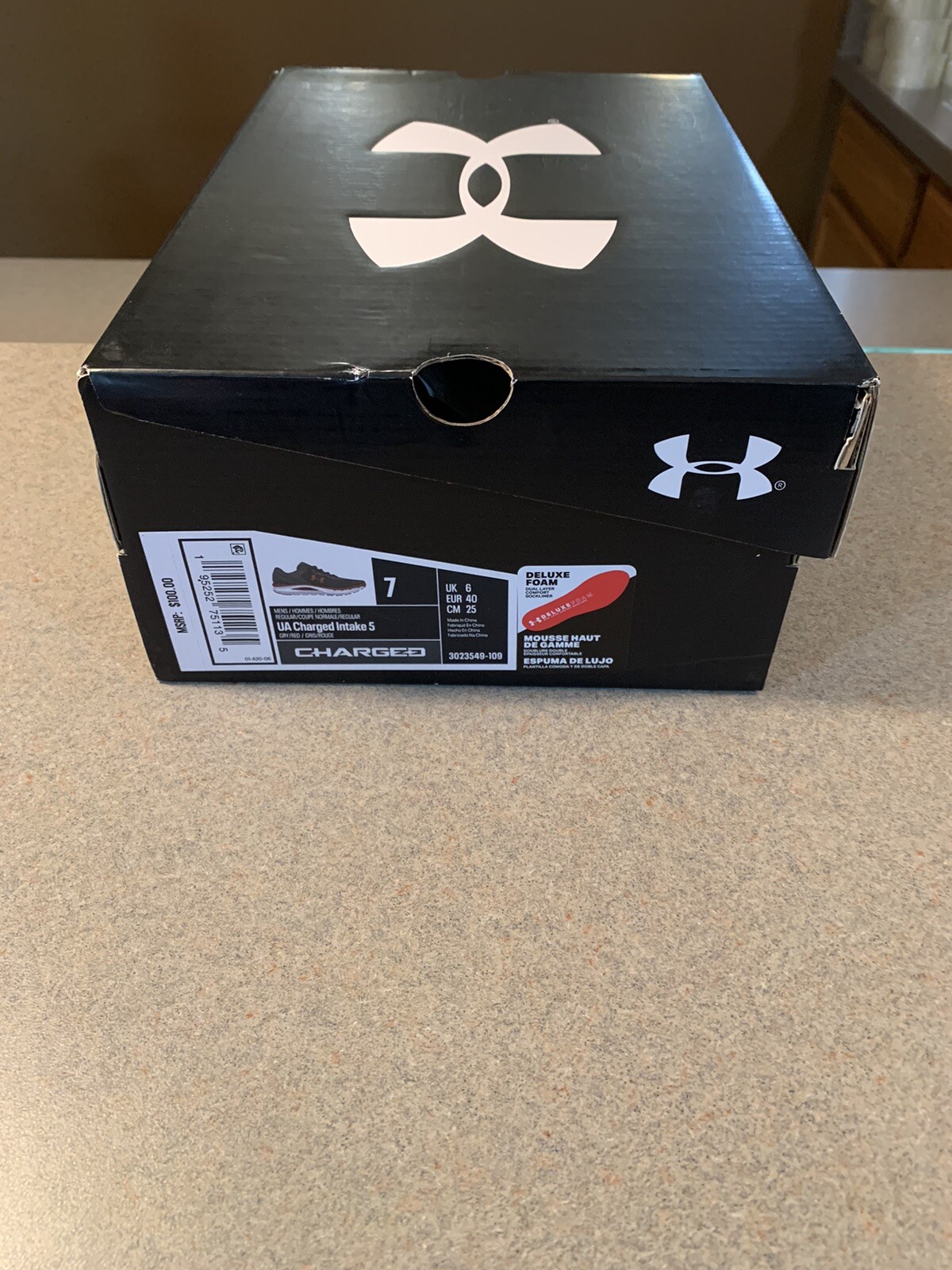 Under Armour Charged Intake 5 Men's Running Shoes Grey/Red Sz 7 NWB