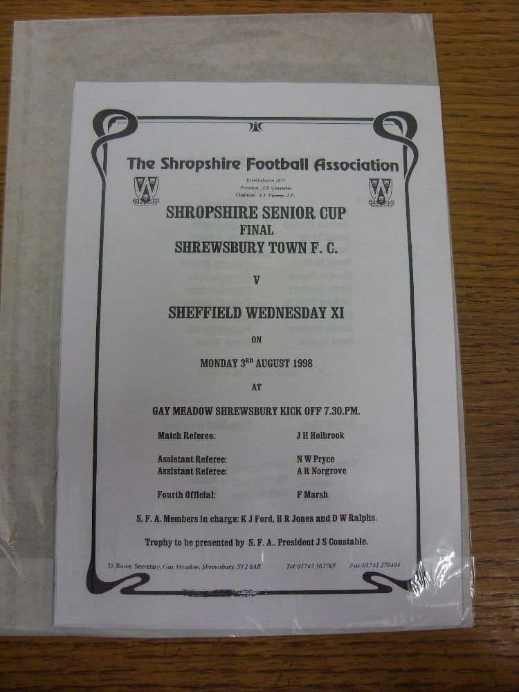 03/08/1998 Shropshire Senior Cup Final: Shrewsbury Town v