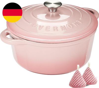 Overmont Bräter Emaille Gusseisen Topf - Schmortopf 28Cm Backofengeeignet - Mit 