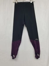 Vtg Hot Chillys Woman’s Base Layer Bottom Size Medium Black  Purple Stirrup Pant