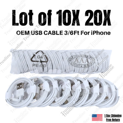 Bulk Lot USB Charger Cable 3Ft 6Ft For iPhone 6 7 8 X XR XS Max 11 12 13 14 Cord