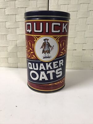 VINTAGE STYLE 1922 QUICK QUAKER OATS LITHO TIN CAN 1990 METAL CONTAINER