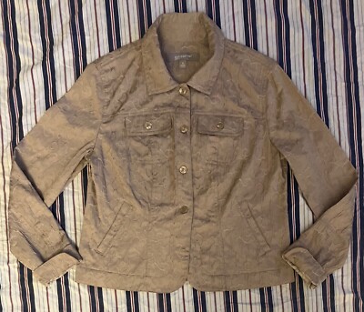 CROFT BARROW Women's Tan Button-Up Light Jacket w/ Pattern
