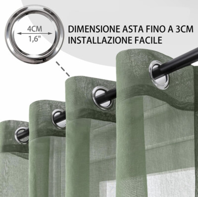 Tenda A Pacchetto Bente Bianca Semitrasparente - 60x140 Cm, Con Occhielli E Ganci, Cotone E Poliestere - Foto 8