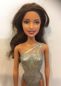 Mattel Barbie Doll Ethnic Latina Brown Hair Green Eyes Silver