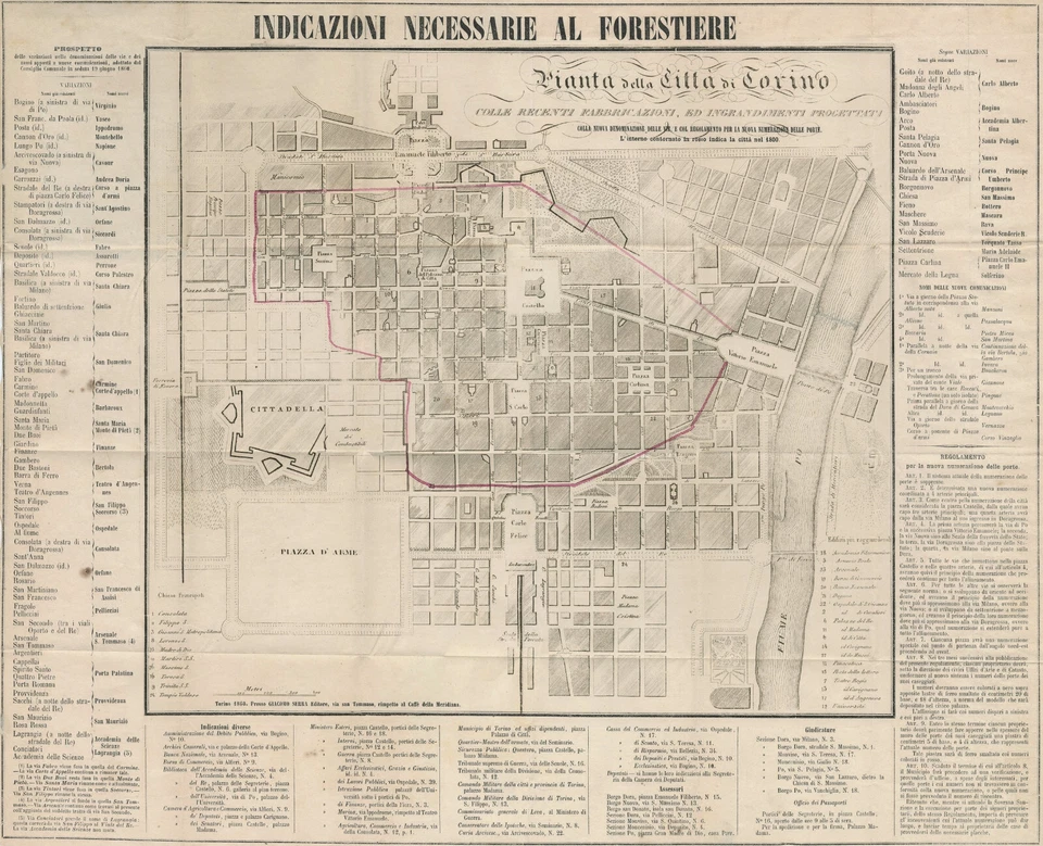 Antique Map "Pianta della Città di Torino" (Italy) G. Serra, 1860 - Image 4 of 4