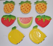 8 Vintage Hutzler Patio Plus Melamine Coasters Pineapple - Strawberry- Banana +1