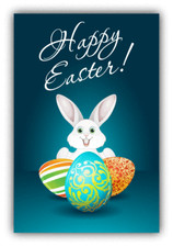 Happy Easter Bunny Card Color Eggs Car Bumper Sticker Decal