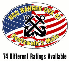 USS RANGER CVA 61 Oval Decal / Sticker Military USN U S Navy S05A