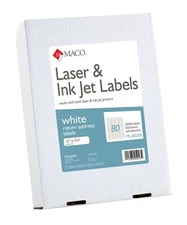 MACO Laser/Ink Jet White Return Address Labels, 1/2 x 1-3/4 Inches, ml8025B